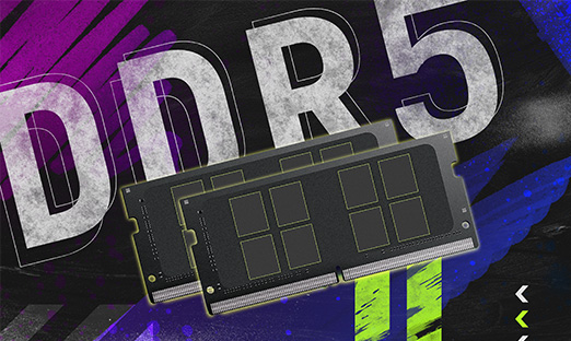 2D-rautalankamalli DDR5 RAM -moduuleista sumeaa violettia taustaa vasten.
